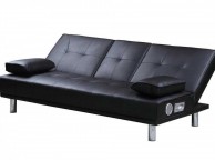 Sleep Design Manhattan Black Faux Leather Sofa Bed With Bluetooth Speakers Thumbnail