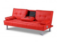 Sleep Design Manhattan Red Faux Leather Sofa Bed With Bluetooth Speakers Thumbnail