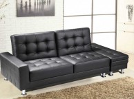 Sleep Design Knightsbridge Black Faux Leather Sofa Bed With Storage Thumbnail