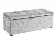 Sleep Design Crushed Silver Velvet Ottoman Blanket Box Thumbnail