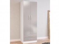 Birlea Lynx White with Grey Gloss 2 Door Combi Robe Thumbnail