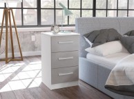 Birlea Lynx White With Grey Gloss 3 Drawer Bedside Thumbnail