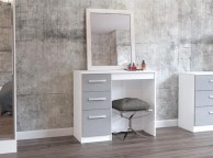 Birlea Lynx White With Grey Gloss 3 Drawer Single Pedestal Dressing Table Thumbnail