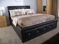 GFW Hollywood 4ft6 Double Black Faux Leather Ottoman Lift Bed Frame Thumbnail