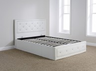 GFW Hollywood 5ft Kingsize White Faux Leather Ottoman Lift Bed Frame Thumbnail