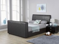 GFW Brooklyn 4ft6 Double Black Faux Leather TV Bed Frame Thumbnail