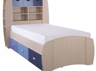 GFW Sydney 3ft Storage Bed Frame with Blue Detailing Thumbnail