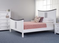 Sweet Dreams Kane 4ft6 Double Bed Frame In White With Grey Stripes Thumbnail