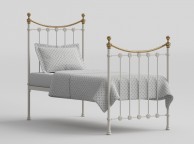 OBC Carrick 3ft Single White With Brass Metal Headboard Thumbnail