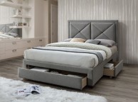 Limelight Cezanne 5ft Kingsize Grey Fabric Bed Frame With Drawers Thumbnail
