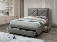 Limelight Cezanne 4ft6 Double Grey Fabric Bed Frame With Drawers Thumbnail