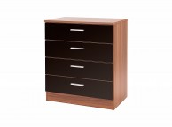 GFW Ottawa 4 Drawer Chest in Walnut and Black Gloss Thumbnail