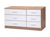 GFW Ottawa 3 plus 3 Drawer Chest in Oak and White Gloss Thumbnail