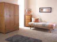 GFW Madrid 3ft Single Oak Finish Wooden Trundle Bed Thumbnail