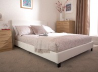 GFW Bed In A Box 4ft6 Double White Faux Leather Bed Frame Thumbnail