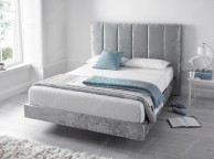 Kaydian Clarice 5ft Kingsize Silver Velvet Fabric Bed With USB Ports Thumbnail