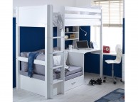 Thuka Nordic Highsleeper Bed 3 With Flat White End Panels, Desk And Silver Sofabed Thumbnail