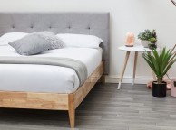 Sleep Design Disley 4ft6 Double Grey Fabric And Oak Bed Frame Thumbnail