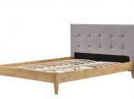 Sleep Design Disley 4ft6 Double Grey Fabric And Oak Bed Frame Thumbnail