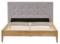 Sleep Design Disley 4ft6 Double Grey Fabric And Oak Bed Frame Thumbnail