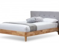 Sleep Design Disley 4ft6 Double Grey Fabric And Oak Bed Frame Thumbnail