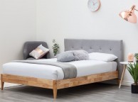 Sleep Design Disley 4ft6 Double Grey Fabric And Oak Bed Frame Thumbnail