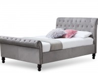 Sleep Design Lambeth 5ft Kingsize Grey Velvet Sleigh Bed Frame Thumbnail