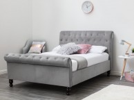 Sleep Design Lambeth 4ft6 Double Grey Velvet Sleigh Bed Frame Thumbnail