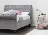 Sleep Design Lambeth 4ft6 Double Grey Velvet Ottoman Sleigh Bed Frame Thumbnail