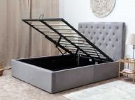 Sleep Design Eltham 5ft Kingsize Grey Velvet Fabric Ottoman Bed Frame Thumbnail