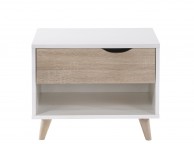 LPD Stockholm 1 Drawer Bedside In White And Oak Thumbnail