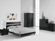 LPD Novello 4ft6 Double Wooden Bed Frame In Black Gloss Thumbnail