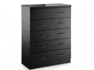 LPD Novello 5 Drawer Chest In Black Gloss Thumbnail