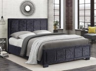 Birlea Hannover 4ft6 Double Black Crushed Velvet Fabric Bed Frame Thumbnail