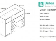 Birlea Merlin High Sleeper Bed Black And Walnut Thumbnail