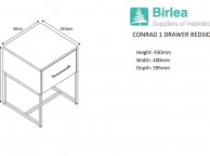Birlea Conrad Silver Oak Finish 1 Drawer Bedside Thumbnail