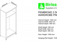 Birlea Pembroke Pine 2 Door Wardrobe Thumbnail