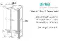 Birlea Woburn Oak 2 Door 2 Drawer Wardrobe Thumbnail