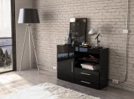 Birlea Edgeware 1 Door 2 Drawer Sideboard In Black Thumbnail