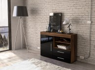 Birlea Edgeware 1 Door 2 Drawer Sideboard In Walnut And Black Thumbnail