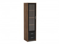 Birlea Edgeware Glass Door Cabinet In Walnut And Black Thumbnail