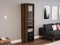 Birlea Edgeware Glass Door Cabinet In Walnut And Black Thumbnail