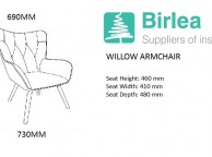 Birlea Willow Armchair In Sapphire Fabric Thumbnail