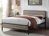 Sleep Design Salisbury 4ft6 Double Rustic Wooden And Metal Bed Frame Thumbnail