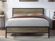 Sleep Design Salisbury 4ft6 Double Rustic Wooden And Metal Bed Frame Thumbnail