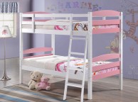 Metal Beds Moderna 3ft (90cm) Single White And Pink Wooden Bunk Bed Thumbnail