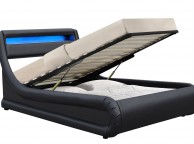 Sleep Design Barcelona 3ft Single Black Faux Leather Ottoman Bed Frame With LED Lights Thumbnail