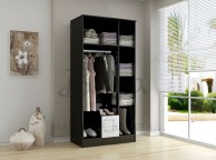 Birlea Lynx Black with White Gloss 3 Door 2 Drawer Wardrobe with Centre Mirror Thumbnail