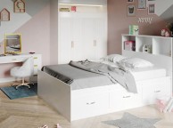 Flair Furnishings Matrix 3ft Single White Wooden Bed Frame With Drawers Thumbnail