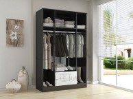 Birlea Lynx Black with White Gloss 4 Door 2 Drawer Wardrobe with Centre Mirrors Thumbnail